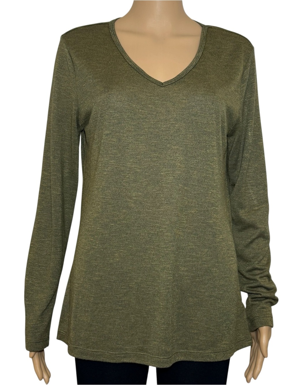 Faded glory Women's V-Neck Long Sleeve Top - Olive Green size L